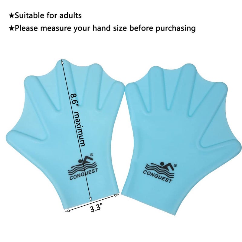 OMELET Silicone Webbed Swimming Gloves, Aqua Fit Swim Training Gloves Web Gloves Swimming, Closed Full Finger Webbed Water Gloves Unisex Adult,1 Pair - Image 2